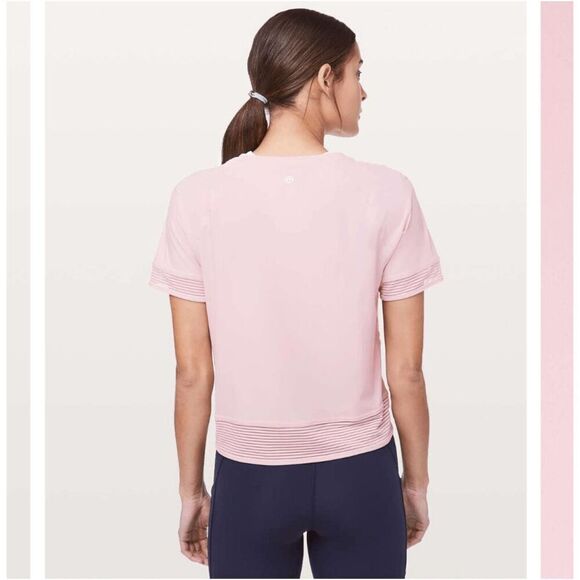 Lululemon Stripe In Stride Short Sleeve Tee - Petals Pink - Picture 8 of 9